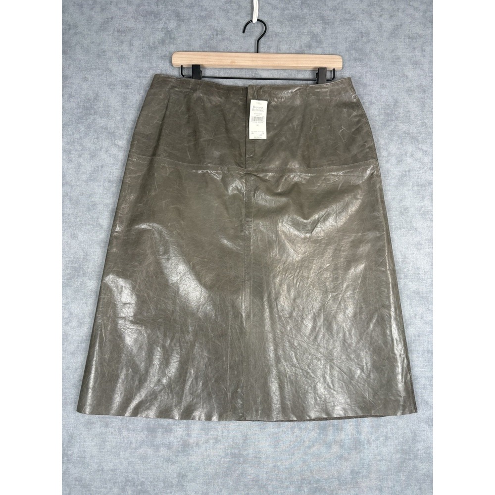 Vintage 2000 Banana Republic Leather Skirt 10 Brown Midi NWT Y2K